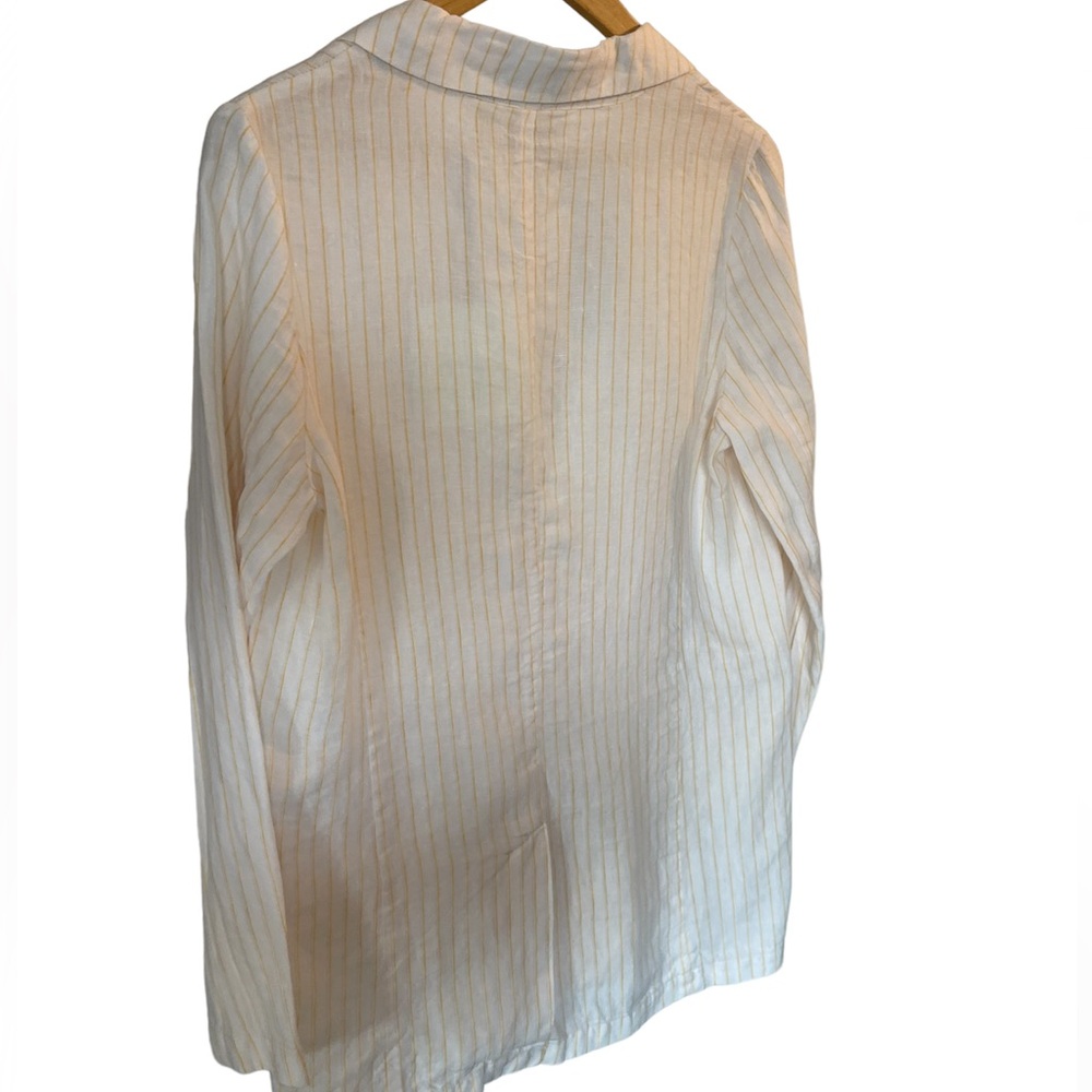 CYNTHIA ROWLEY White/Yellow Pin Stripe Linen Blazer Jacket NWT - Size Small - Picture 7 of 11